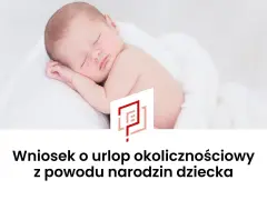 Śpiące maleństwo otulone białym kocykiem. Wniosek o urlop okolicznościowy na narodziny dziecka.